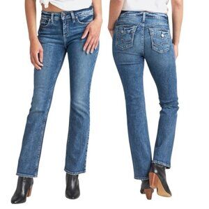 Silver Elyse Curvy Fit Mid Rise Slim Bootcut Jeans Size 28